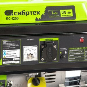 Генератор бензиновый "Сибртех" БС-1200, 1 кВт, бак 5.5 л, четырехтактный, ручной стартер