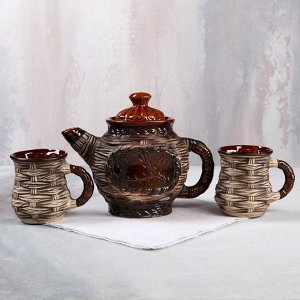 Набор чайный "Лоза", 3 предмета: чайник 1 л, чашки 0.3 л