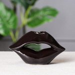 Ваза настольная &quot;Губы&quot;, чёрный цвет, 9 см, керамика