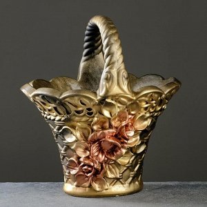 Фигурное кашпо "Корзина с цветами", бронза, 2,2л/ 38х25см