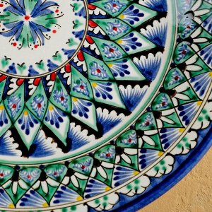 Тарелка Риштанская Керамика "Узоры", 27 см, синяя микс