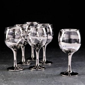 Набор бокалов для воды «Серпантин», 290 мл, 6 шт, серебро