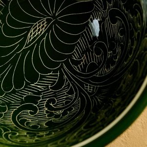 Коса Риштанская Керамика "Узоры", 18 см, большая, зелёная