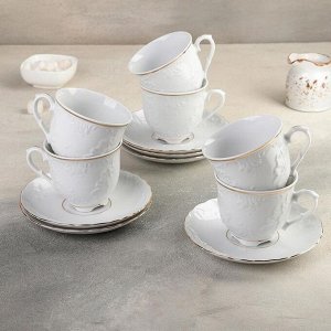 Сервиз чайный на 6 персон «Rococo золото», 12 предметов: чашка 250 мл, блюдце