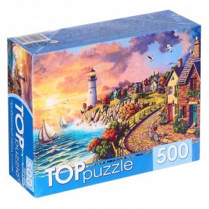 Пазлы 500 элементов «Прибрежный город и маяк»