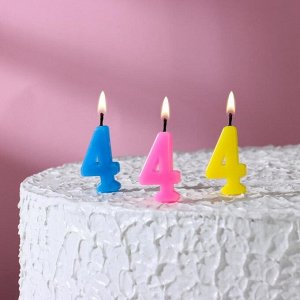 Свеча в торт цифра 4, МИКС