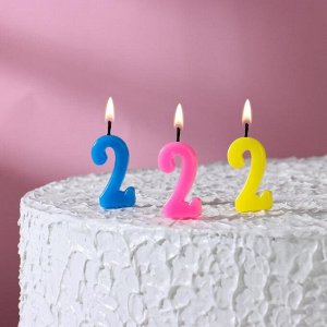 Свеча в торт цифра 2, МИКС
