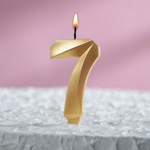 Свеча в торт "Грань", цифра "7", золотой металлик, 7.8 см