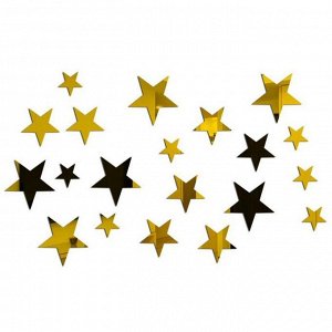 Декор настенный "Звёзды", из акрила, 20 элементов, от 3х5 до 6.5 см, золото 5451324