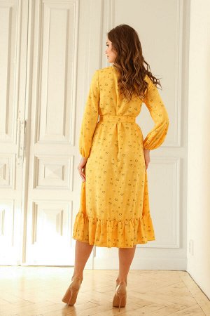 Платье 466/7, желтый/сердечки
