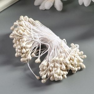 Тычинки для искусственных цветов "Капельки белые" (набор 130 шт) длина 6 см