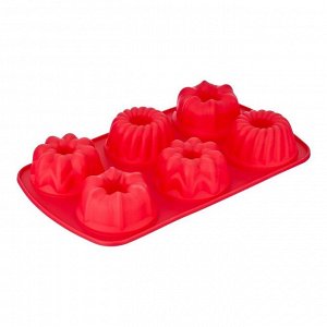 Форма силиконовая для выпечки Muffins  красная, 6 кексов
