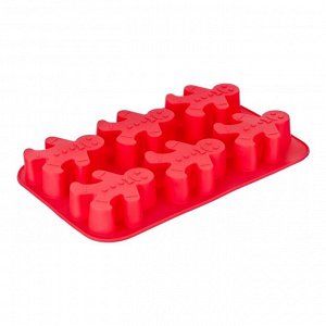 Форма силиконовая для выпечки Gingerman, красная, на 6 кексов