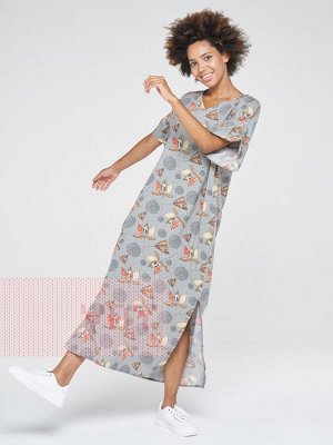 Платье женское 201-3600 Ш55 оливковый-цветы