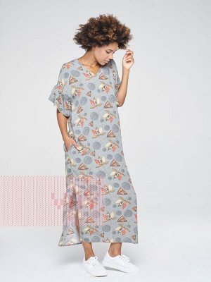 Платье женское 201-3600 Ш55 оливковый-цветы