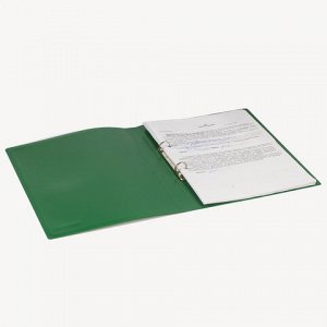 Папка на 2 кольцах BRAUBERG "Office", 25 мм, зеленая, до 170 листов, 0,5 мм, 227497