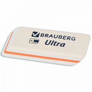 Ластик BRAUBERG "Ultra", 50х14х8 мм, белый, детали ассорти, натуральный каучук, 228704