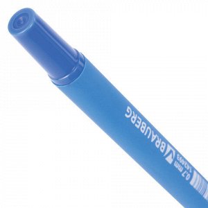 Ручка шариковая BRAUBERG "Capital blue", СИНЯЯ, корпус soft-touch голубой, узел 0,7 мм, линия письма 0,35 мм, 142493