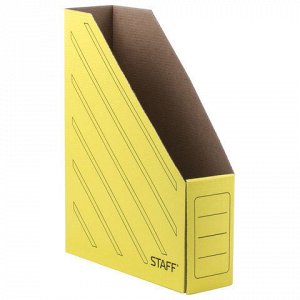 Лоток вертикальный для бумаг, микрогофрокартон, 75 мм, до 700 листов, желтый, STAFF, 128883