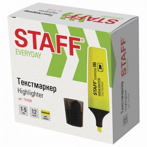 Текстовыделитель STAFF "EVERYDAY HL-638", ЖЕЛТЫЙ, линия 1-5 мм, 151638