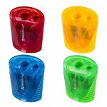 Точилка BRAUBERG &quot;Cell Dual&quot;, 2 отверстия для чернографитных карандашей (в том числе утолщенных), с контейнером, корпус ассорти, 228435