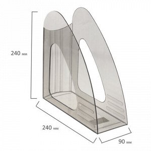 Лоток вертикальный для бумаг BRAUBERG "Delta", 240х90х240 мм, тонированный серый, 237241