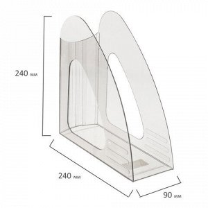 Лоток вертикальный для бумаг BRAUBERG "Delta", 240х90х240 мм, прозрачный, 237242