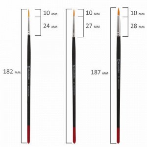 Кисти BRAUBERG, набор 5 шт. (синтетика, круглые № 1, 2, 3, 4, 5), блистер, 200218