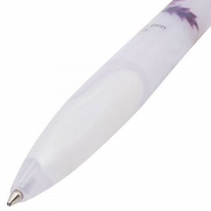 Ручка шариковая автоматическая с грипом BRAUBERG "Herb Time", СИНЯЯ, корпус ассорти, узел 0,7 мм, линия письма 0,35 мм, 141286