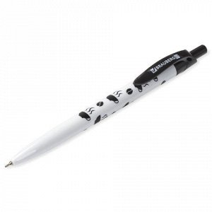 Ручка шариковая масляная автоматическая BRAUBERG BLACK&amp;WHITE "Coffee", СИНЯЯ, узел 0,7 мм, линия письма 0,35 мм, 142659