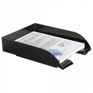 Лоток горизонтальный для бумаг BRAUBERG "Office style", 320х245х65 мм, черный, 237286