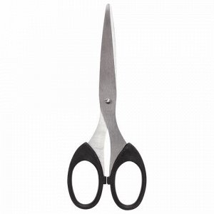 Ножницы BRAUBERG "Classic", 160 мм, черные, классической формы, 2-х сторонняя заточка, 230933
