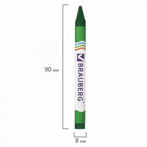 Восковые мелки BRAUBERG, НАБОР 6 цветов, 222961