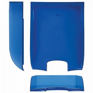 Лоток горизонтальный для бумаг BRAUBERG "Office style", 320х245х65 мм, тонированный синий, 237290