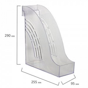 Лоток вертикальный для бумаг BRAUBERG "Office", 255х95х290 мм, прозрачный, 237231