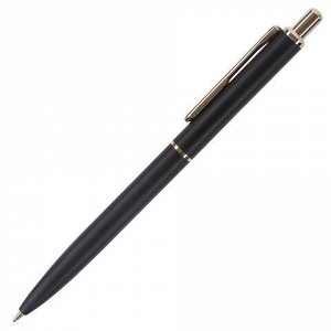Ручка подарочная шариковая BRAUBERG "Larghetto", СИНЯЯ, корпус черный с хромированными деталями, линия письма 0,5 мм, 143476