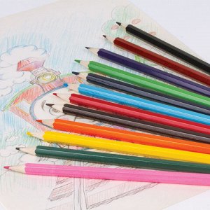 Карандаши цветные ПИФАГОР "ЭНИКИ-БЕНИКИ", 12 цветов, классические, заточенные