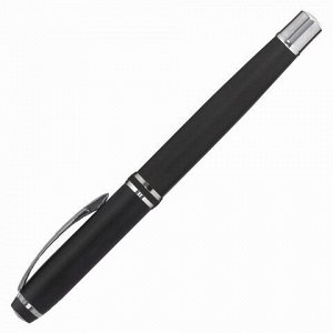 Набор ручек подарочных BRAUBERG Duetto, СИНИЕ, 2 шт.: шариковая, перьевая, черный с хромированными деталями, 143478
