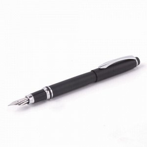 Набор ручек подарочных BRAUBERG Duetto, СИНИЕ, 2 шт.: шариковая, перьевая, черный с хромированными деталями, 143478