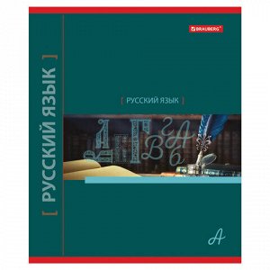 Тетрадь предметная NAVIGATOR 48 листов, выборочный лак, РУССКИЙ ЯЗЫК, клетка, подсказ, BRAUBERG, 403545