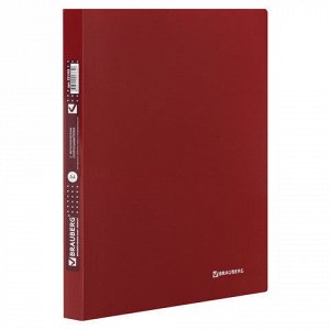 Папка с металлическим скоросшивателем и внутренним карманом BRAUBERG “Диагональ“, темно-красная, до 100 листов, 0,6 мм, 221355