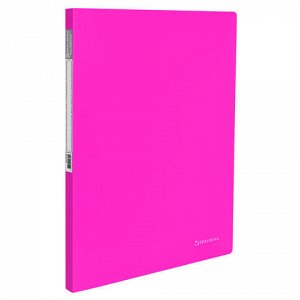 Папка с металлическим скоросшивателем и внутренним карманом BRAUBERG “Neon“, 16 мм, розовая, до 100 листов, 0,7 мм, 227466