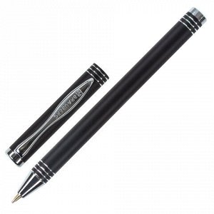 Ручка подарочная шариковая BRAUBERG Magneto, СИНЯЯ, корпус черный с хромированными деталями, линия письма 0,5 мм, 143494