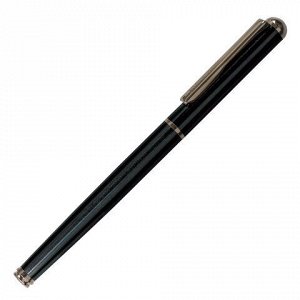 Ручка подарочная перьевая BRAUBERG "Larghetto", СИНЯЯ, корпус черный с хромированными деталями, линия письма 0,25 мм, 143477