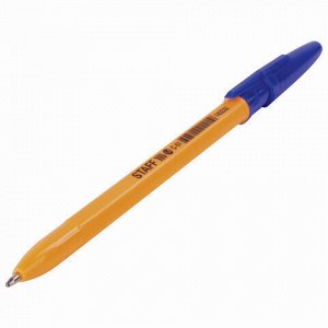 10 шт. ручка шариковая STAFF "C-51", СИНЯЯ, корпус оранжевый, узел 1 мм, линия письма 0,5 мм, 143332