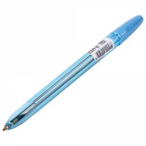 Ручка шариковая масляная STAFF "Basic BP-962", СИНЯЯ, корпус тонированный синий, узел 1 мм, линия письма 0,7 мм