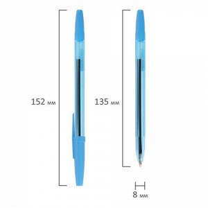 Ручка шариковая масляная STAFF "Basic BP-962", СИНЯЯ, корпус тонированный синий, узел 1 мм, линия письма 0,7 мм, 142962