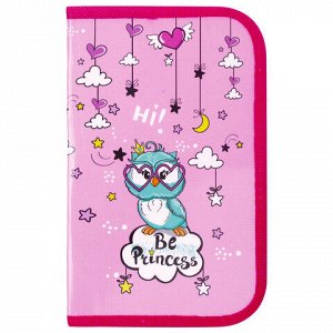 Пенал ПИФАГОР, 1 отделение, ламинированный картон, 19х11 см, "OWL PRINCESS", 229150