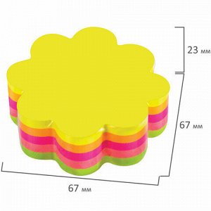 Блок самоклеящийся (стикеры), фигурный, BRAUBERG, НЕОНОВЫЙ "Цветок", 250 листов, 5 цветов, 126691