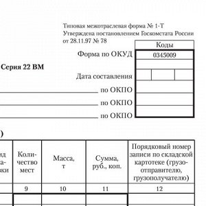 Бланк бухгалтерский, офсет, "Товарно-транспортная накладная", А4 (198х275 мм), СПАЙКА 100 шт., BRAUBERG, 130135